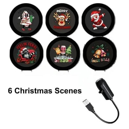⏳49% OFF – 🎄HD Christmas Scene Projector | 6 or 10 Festive Projection Discs, USB Plug & Play, 360° Flexible Design & Up to 200 Sq Ft Coverage ✨