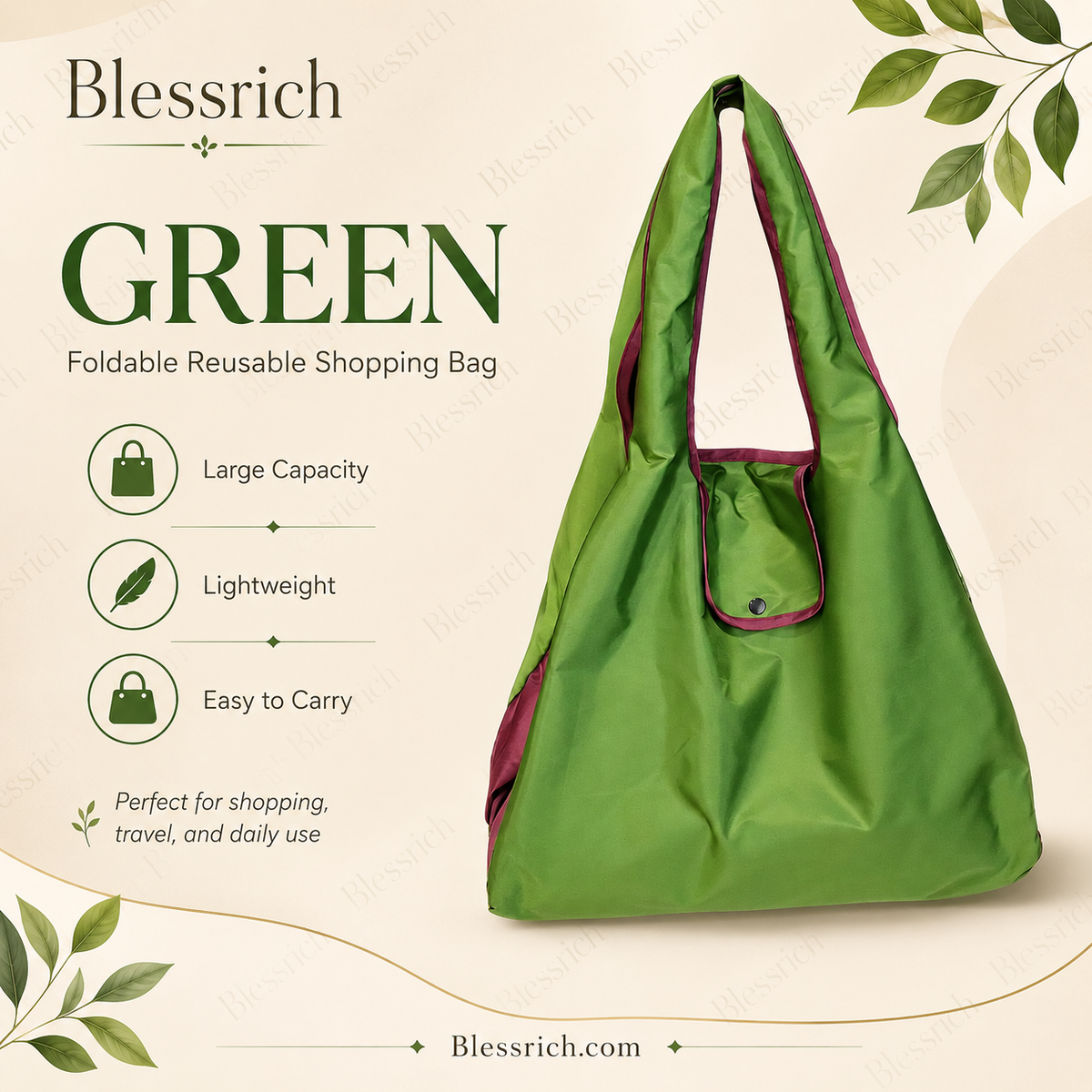 🔥Last Day Buy 1 Get 1 Free $ 14.99 Each🛍️ Foldable Reusable Shopping Bag – Large Capacity, Lightweight & Washable