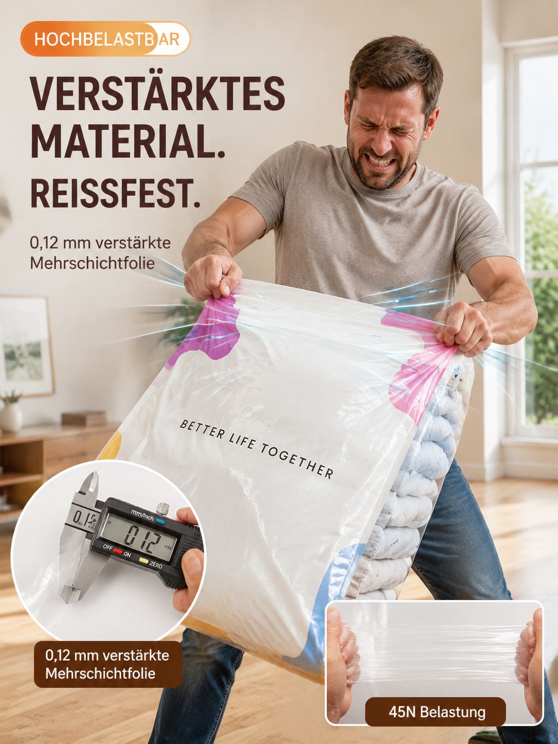 TÜV-Certified 3D Vacuum Storage Bags – Save Up to 70% Space with Extra-Thick Tear-Resistant Protection