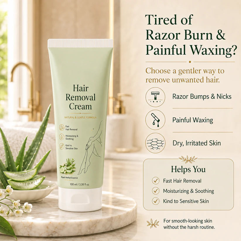 Natural Gentle Hair Removal Cream | For Women & Men, Sensitive Skin