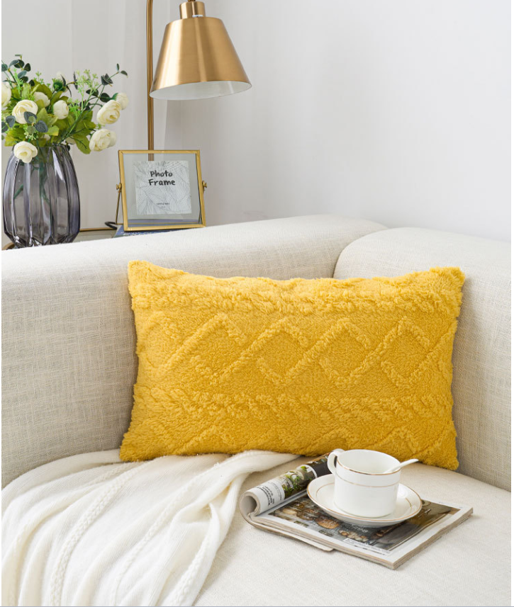 INS-Style Plush Diamond Pattern Throw Pillow for Sofa, Bed, Bedroom, Living Room & Home Décor