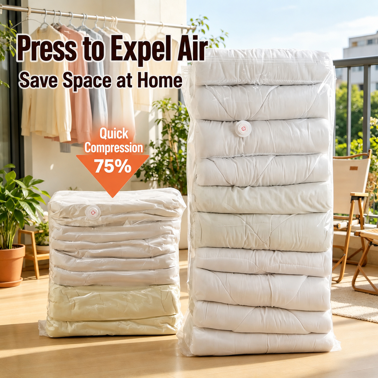 TÜV-Certified 3D Vacuum Storage Bags – Save Up to 70% Space with Extra-Thick Tear-Resistant Protection