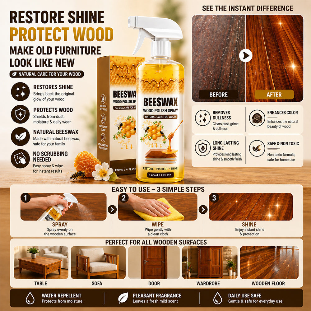 Restore Shine In Seconds 🏠Beeswax Wood Polish Spray