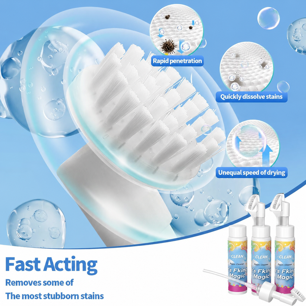 ⏳LAST DAY BUY 3 GET 1 FREE!!💖Cavaunory Magic Foam Cleaner for Carpets & Upholstery – Pet Stain & Odour Remover with Cleaning Brush🧼