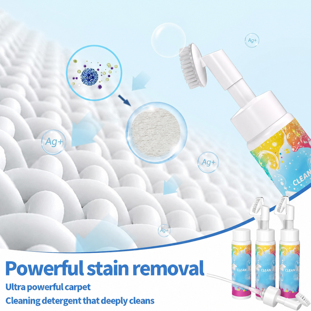 ⏳LAST DAY BUY 3 GET 1 FREE!!💖Cavaunory Magic Foam Cleaner for Carpets & Upholstery – Pet Stain & Odour Remover with Cleaning Brush🧼