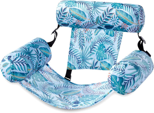 SLOOSH Pool Floats Chairs Adult,Inflatable Pool Lounge,Plant Pattern Floating Mat Hammock,Blow up Water Chairs Noodles rafts for Party Summer Water Beach Fun