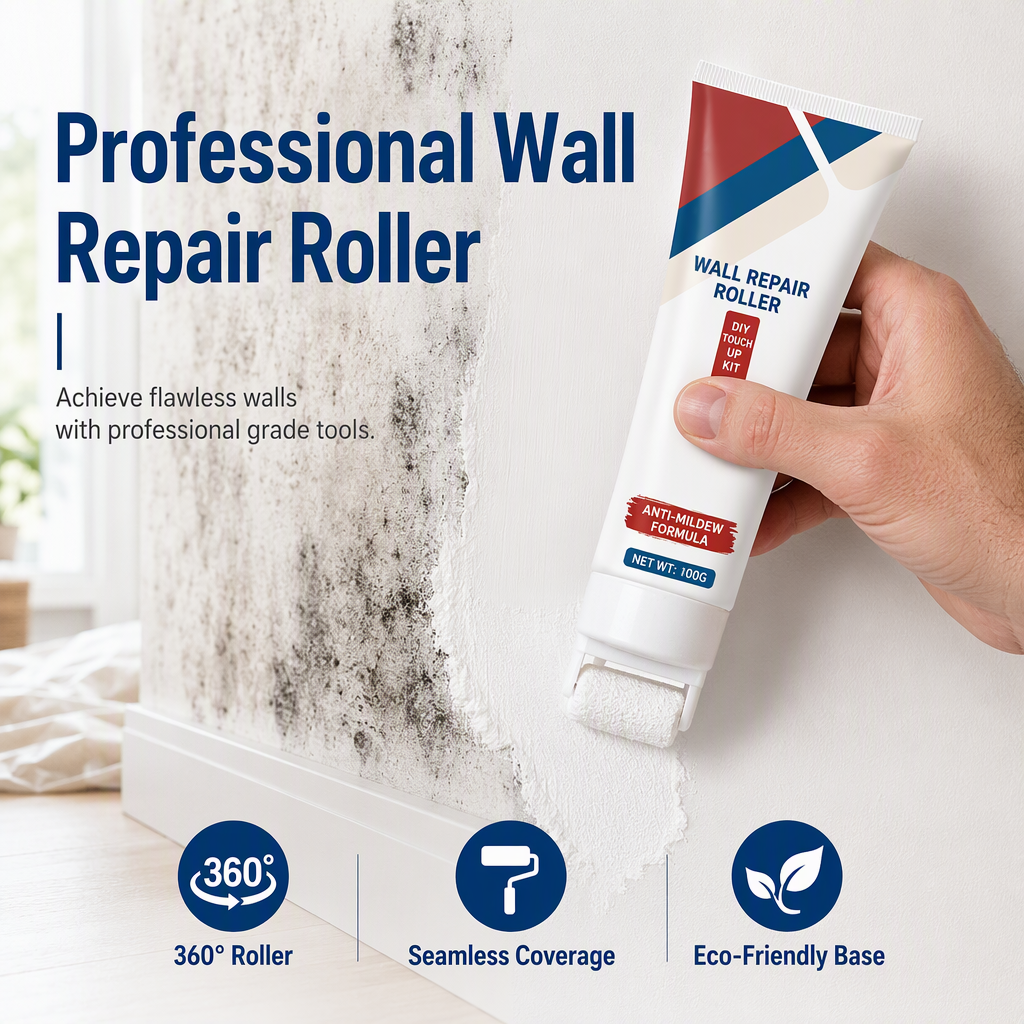 ⚡ [Instant Wall Touch-Up] All-in-One Wall Repair Paint Roller | Fast-Drying Waterproof Paste for Scuffs, Stains & Holes