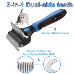 Cavaunory™ 2-in-1 Gentle Dematting & Deshedding Brush for Dogs & Cats