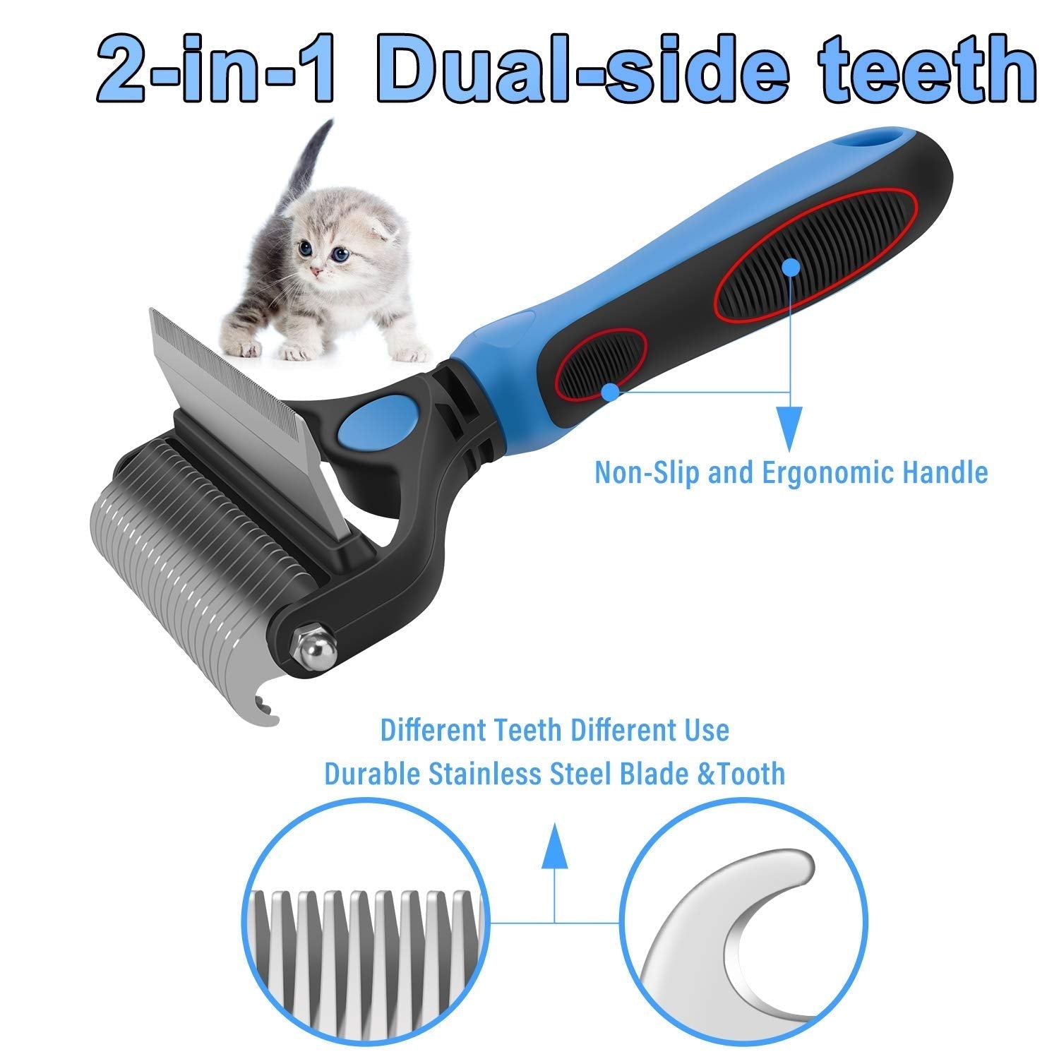 Cavaunory™ 2-in-1 Gentle Dematting & Deshedding Brush for Dogs & Cats