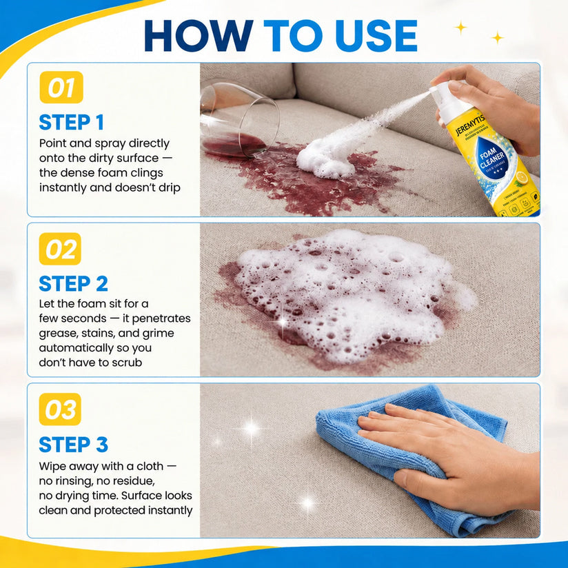 Over 100,000 jars sold💕 – Foam No-Rinse Cleaner — One Foam, More Surfaces for Tough Stains, Sofas, Carpets, Upholstery & Car Interiors.