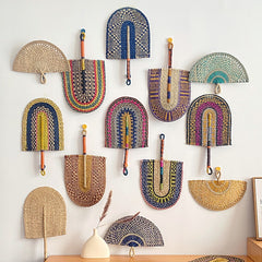 Handwoven Seagrass Wall Fan Décor – Vietnamese-Inspired Boho Wall Hanging for Home, Hotel, Café & Studio Styling