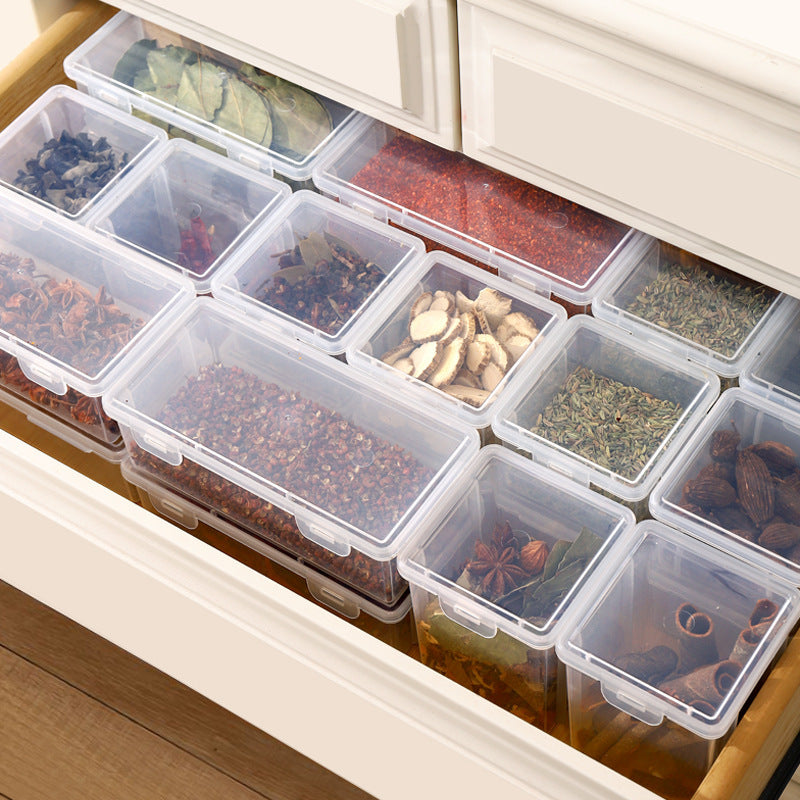Moisture-Proof Transparent PP Spice Storage Containers with Snap-Lock Lid, Stackable Kitchen Seasoning & Dry Food Organizer