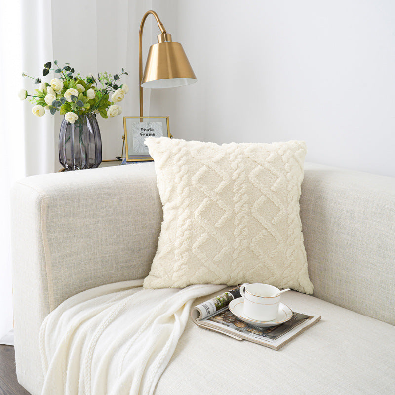 INS-Style Plush Diamond Pattern Throw Pillow for Sofa, Bed, Bedroom, Living Room & Home Décor