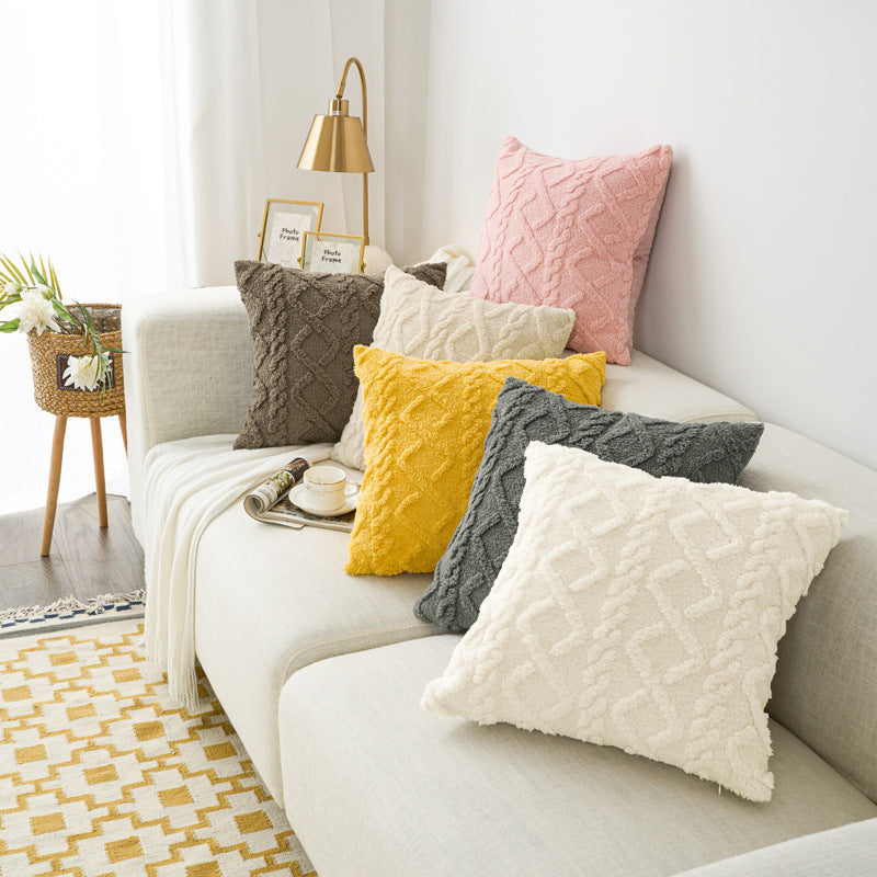 INS-Style Plush Diamond Pattern Throw Pillow for Sofa, Bed, Bedroom, Living Room & Home Décor