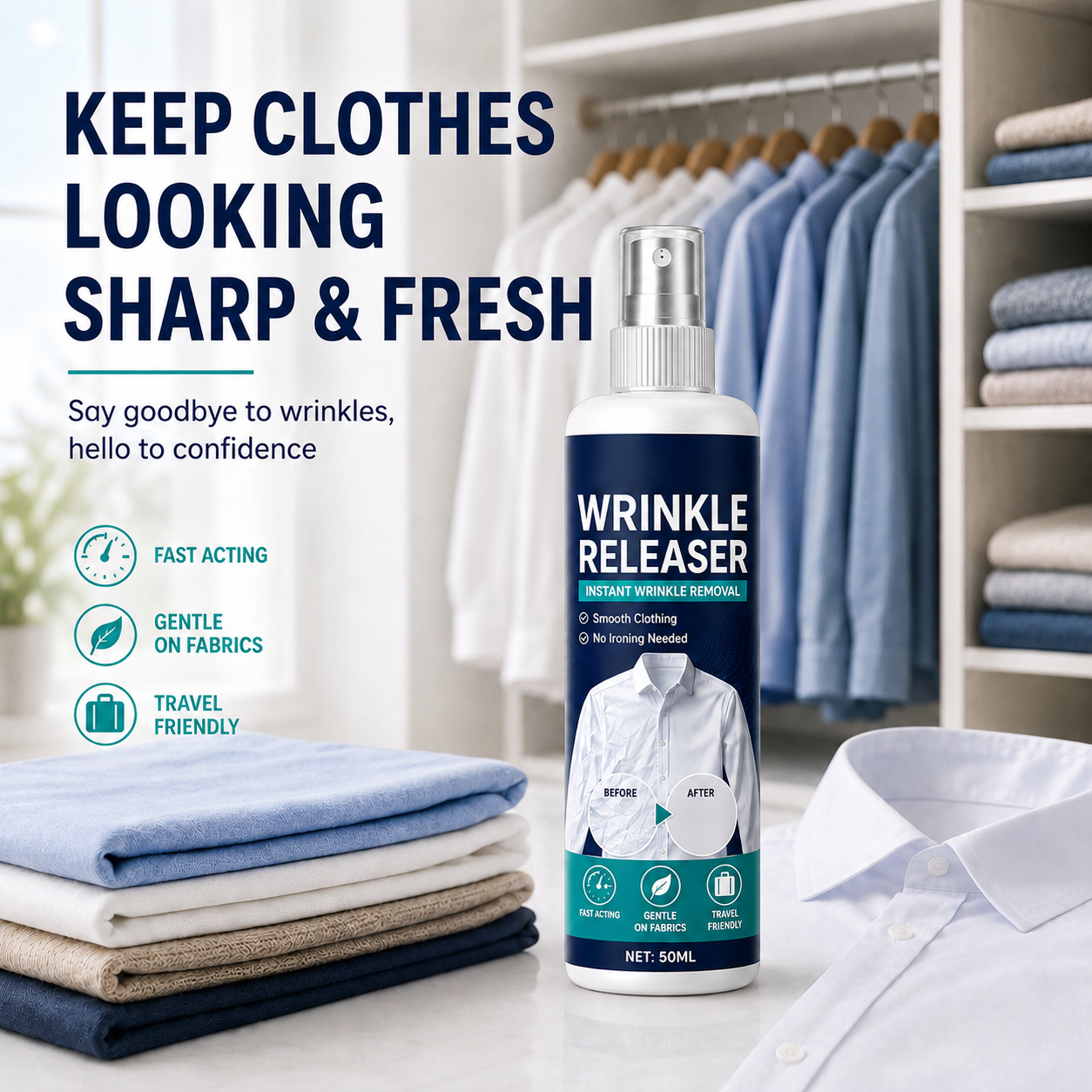 No Iron. No Board. Wrinkle-Free Clothes in Minutes.