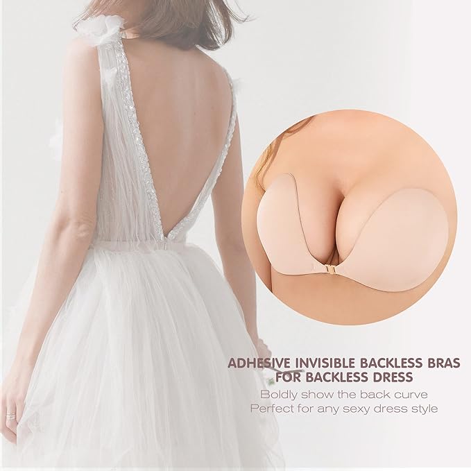 Invisible adhesive backless bra for backless dress