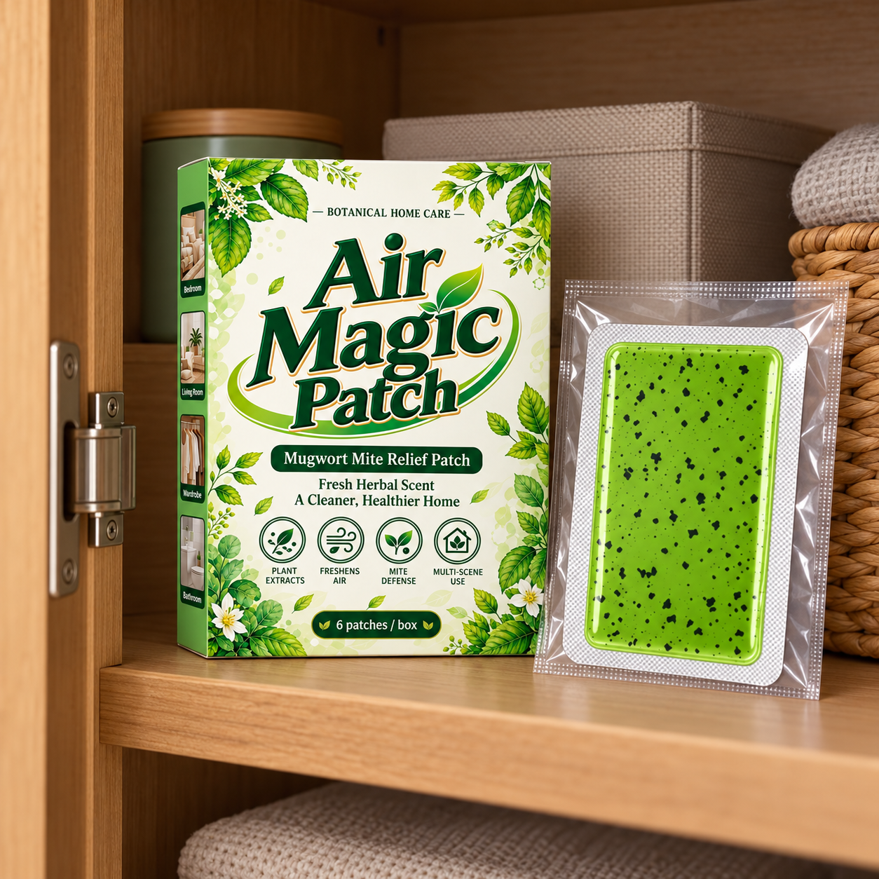 Unopened home patch pack stored in a cool dry cupboard