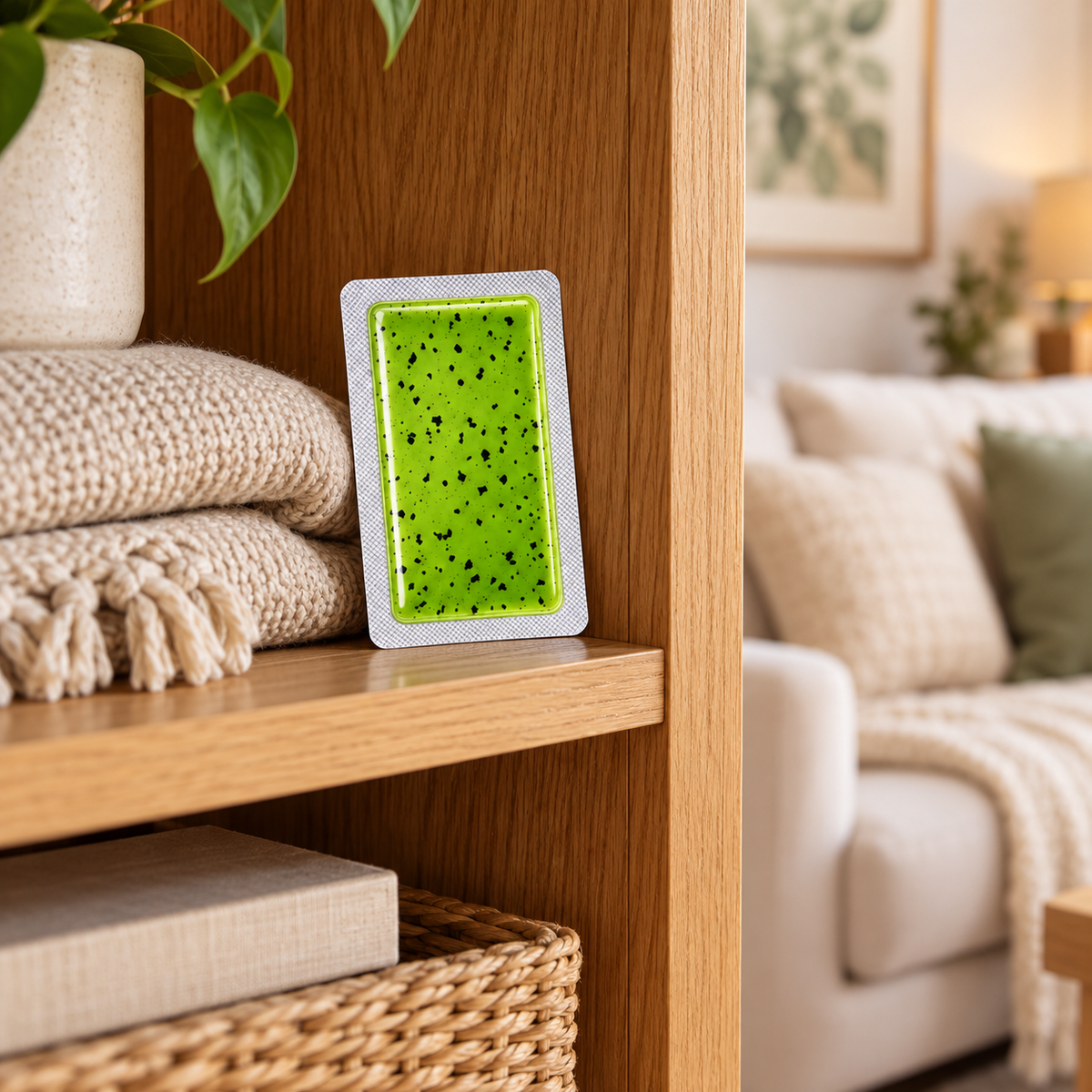 Intact mugwort household patch in an adult living-room setting