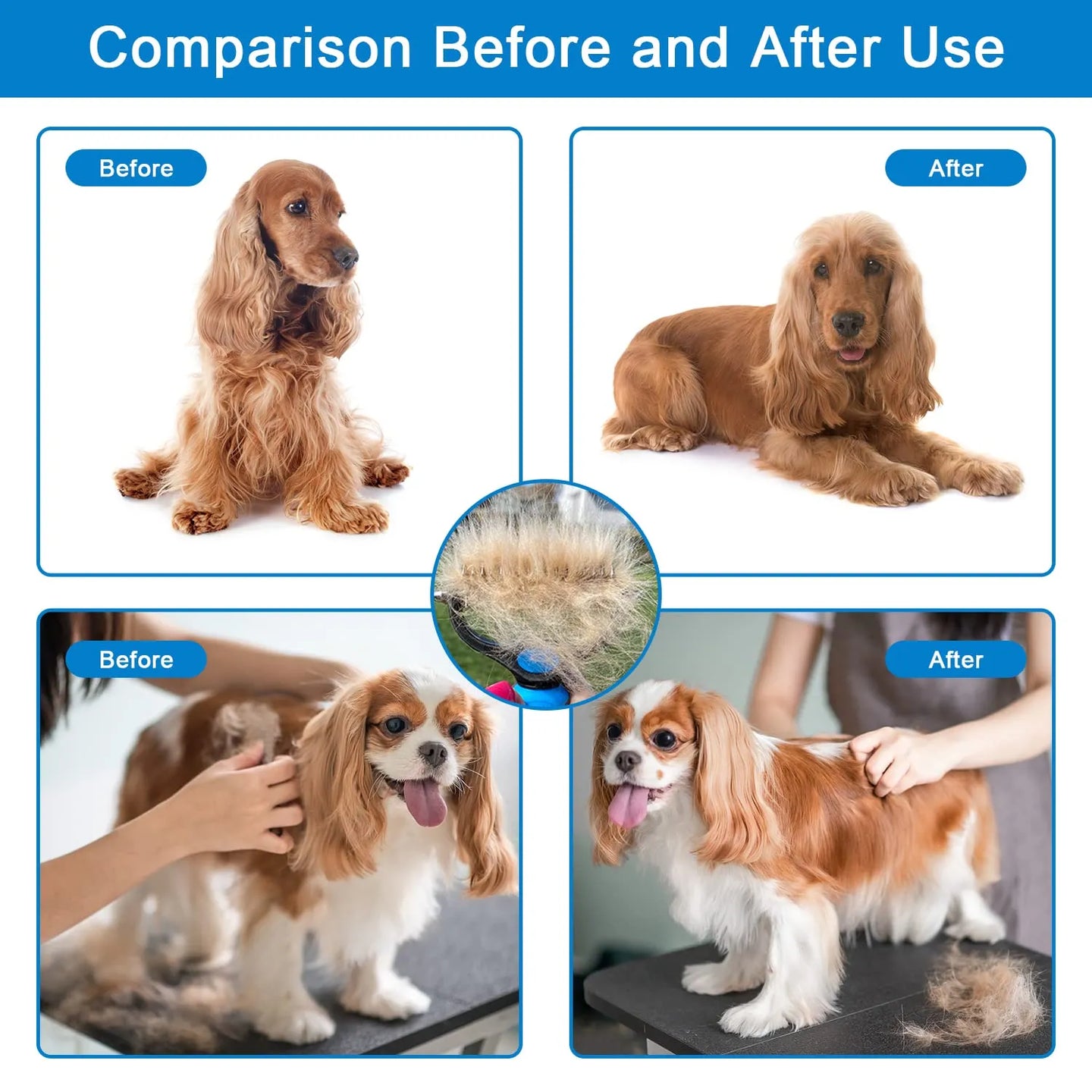 Cavaunory™ 2-in-1 Gentle Dematting & Deshedding Brush for Dogs & Cats