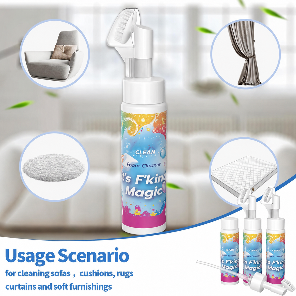 ⏳LAST DAY BUY 3 GET 1 FREE!!💖Cavaunory Magic Foam Cleaner for Carpets & Upholstery – Pet Stain & Odour Remover with Cleaning Brush🧼