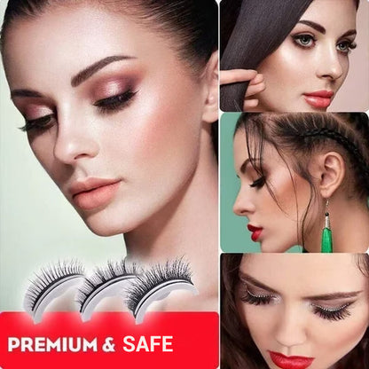 Reusable Self-Adhesive False Eyelashes – 3-Pair Glue-Free Lash Set