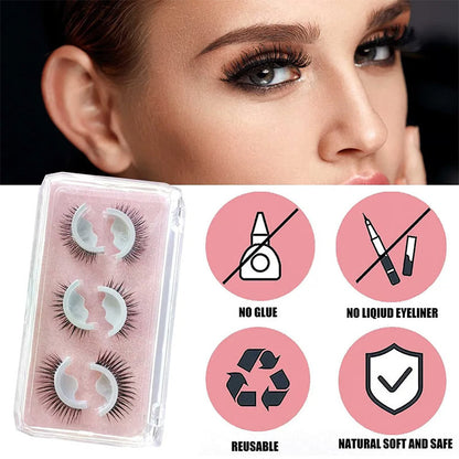 Reusable Self-Adhesive False Eyelashes – 3-Pair Glue-Free Lash Set