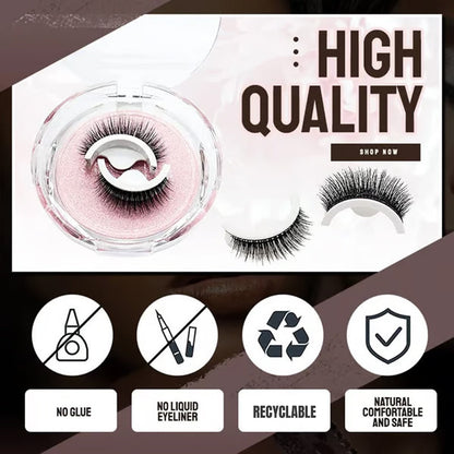 Reusable Self-Adhesive False Eyelashes – 3-Pair Glue-Free Lash Set