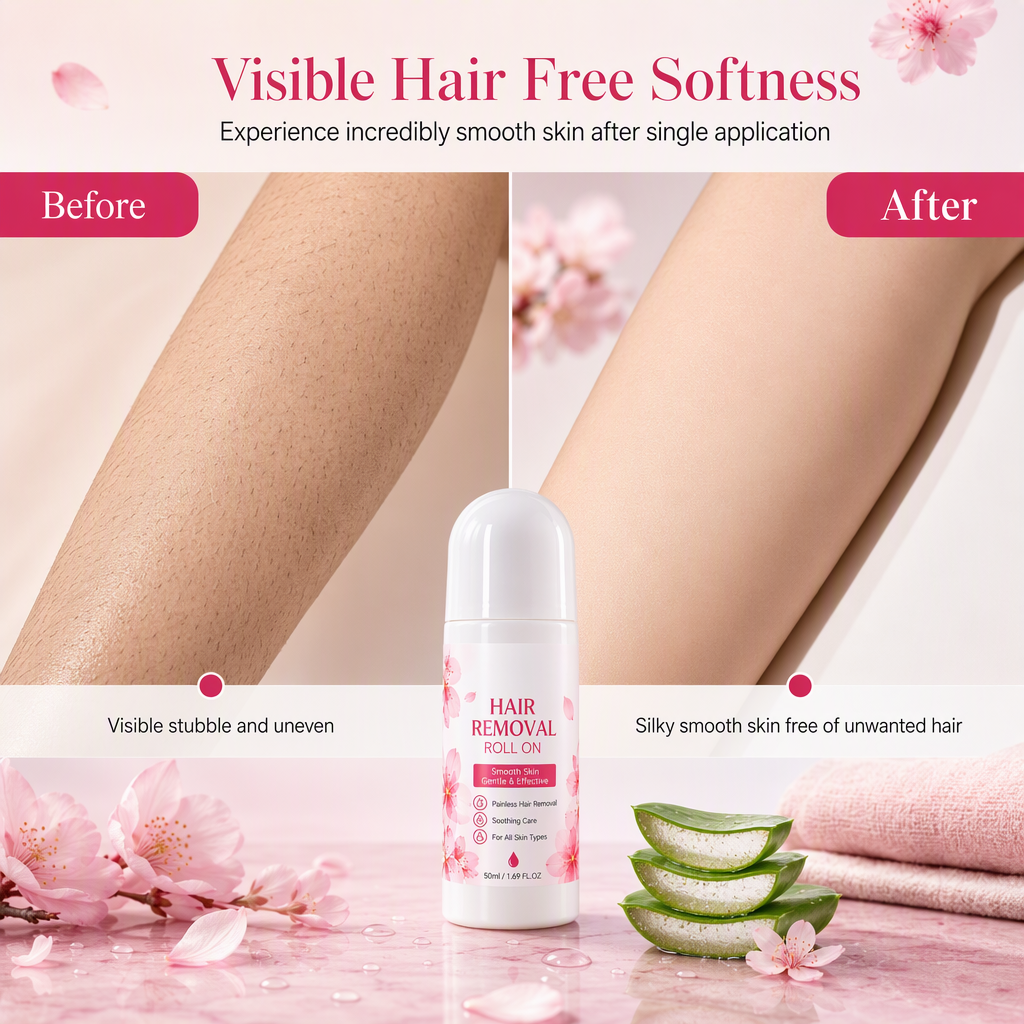 Gentle Smooth Roll-On Body Hair Removal Cream – Painless & Fast Acting, Perfect for Legs, Arms & Sensitive Skin