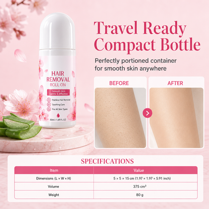 Gentle Smooth Roll-On Body Hair Removal Cream – Painless & Fast Acting, Perfect for Legs, Arms & Sensitive Skin