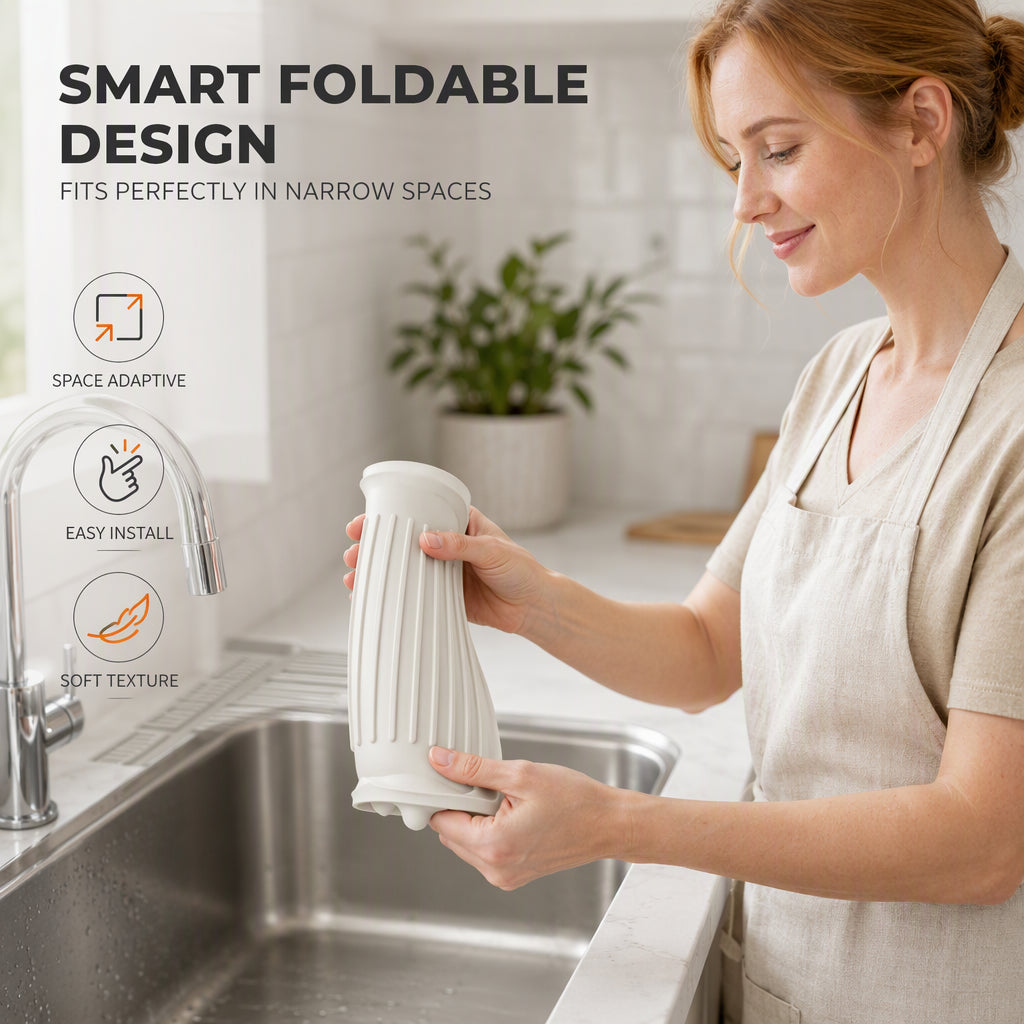 Source view of flexible mat placement around a faucet